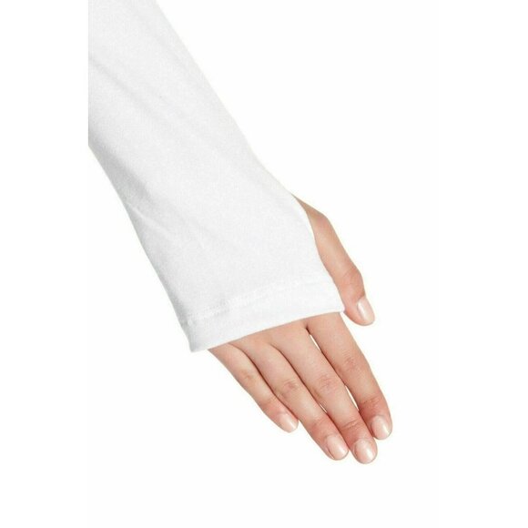 ASICS Womens White Active Soft Quarter Zip Mock Neck Thumbhole Pullover Size S - Picture 2 of 9